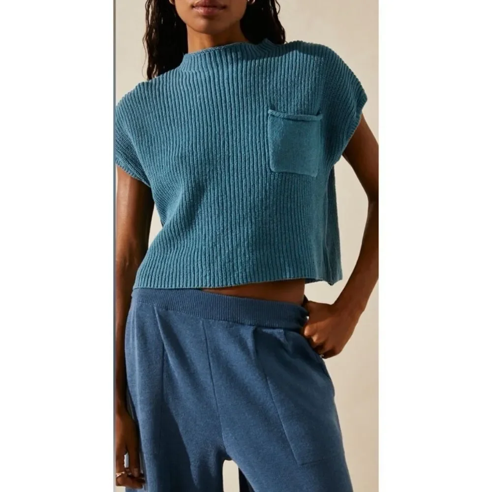 FP Free People Freya Lounge Pants in Coastal Blue Size XS ~ Excellent